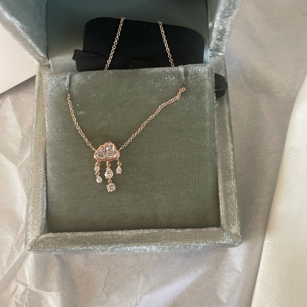 Rose gold and diamond rain cloud pendant/necklace from Logan Hollowell